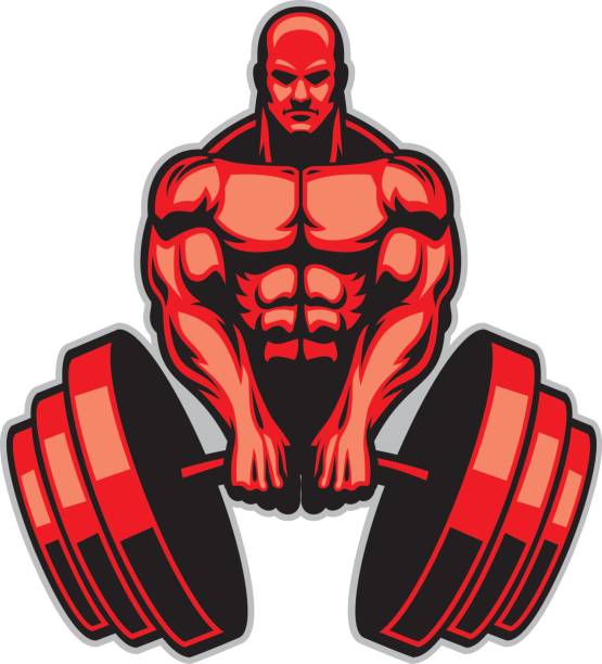 ilustrações de stock, clip art, desenhos animados e ícones de muscle man bodybuilder - healthy lifestyle men boxing dumbbell