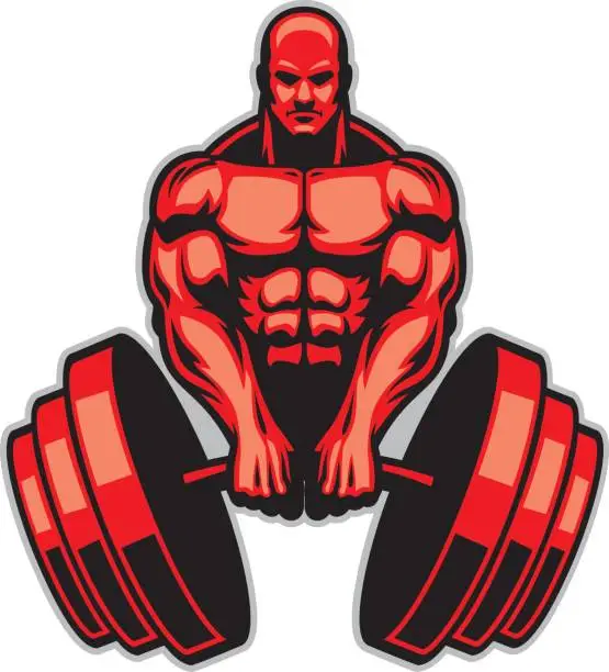 Vector illustration of muscle man bodybuilder