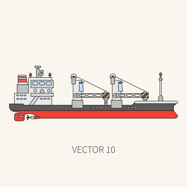 Line flat vector color icon container cargo ship. Merchant fleet. Cartoon vintage style. Ocean. Sea. Barge. Comercial. Transportation. Captain. Sail. Simple. Illustration and element for your design. Line flat vector color icon container cargo ship. Merchant fleet. Cartoon vintage style. Ocean. Sea. Port. Barge. Comercial. Transportation. Captain. Sail. Simple Illustration and element for design rockefeller center illustration stock illustrations