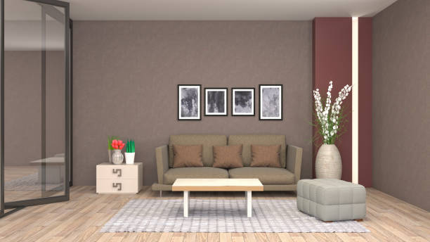 istock Interior living room. 3d illustration 825099942