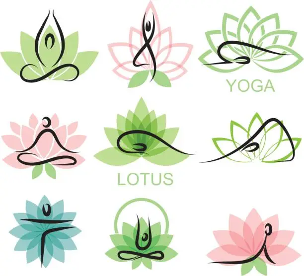Vector illustration of Lotus and yoga