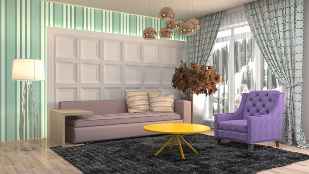 istock Interior living room. 3d illustration 825100014