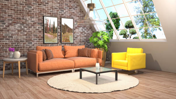 istock Interior living room. 3d illustration 825100020