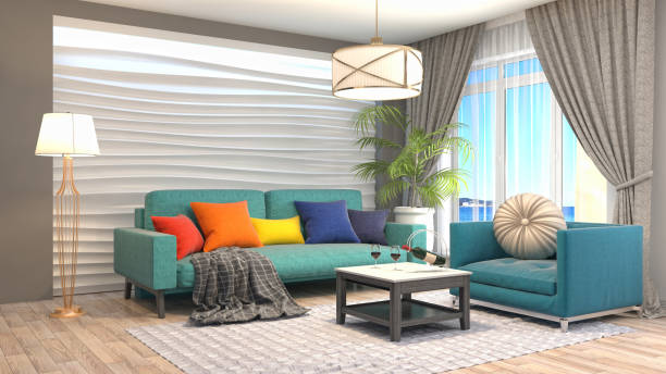 istock Interior living room. 3d illustration 825100028