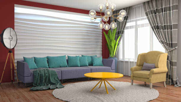 istock Interior living room. 3d illustration 825100090