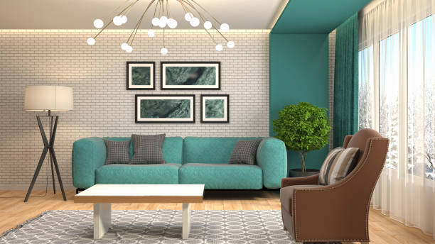istock Interior living room. 3d illustration 825100098