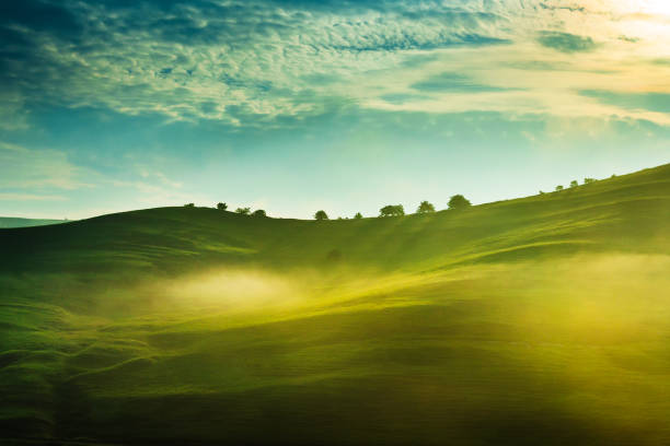 istock Over the hills green landscape in Romania 825100246