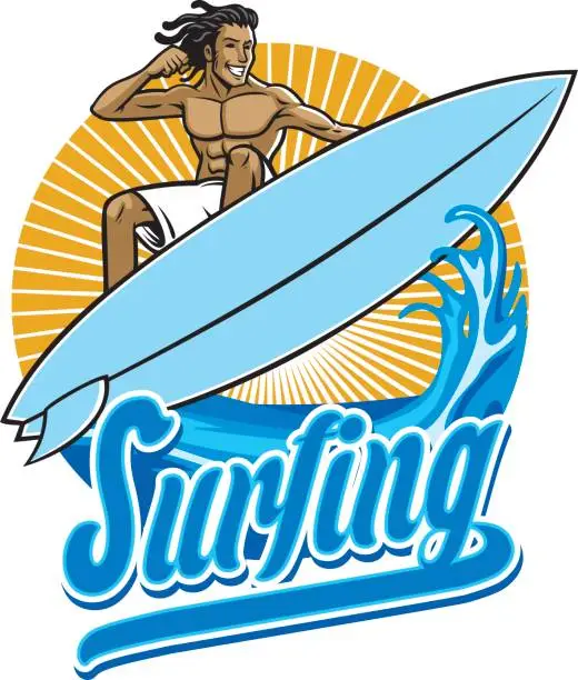 Vector illustration of surfer in action