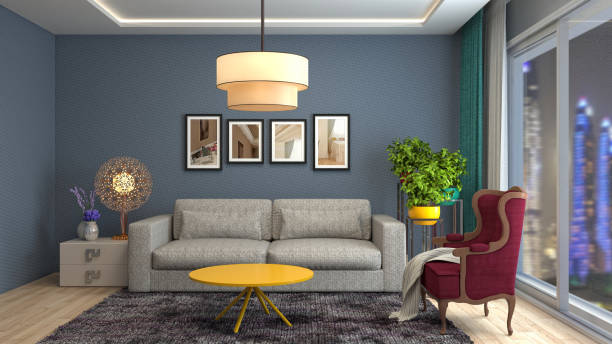 istock Interior living room. 3d illustration 825103480