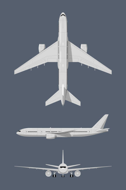 illustrations, cliparts, dessins animés et icônes de différentes parties d’avion moderne. isoler les illustrations vectorielles - air vehicle business airplane multi colored
