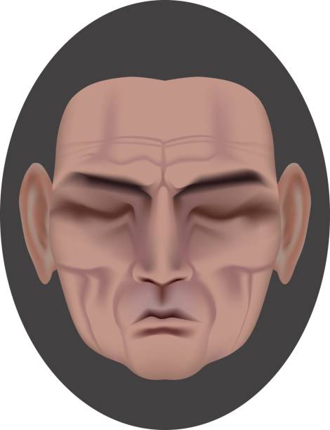istock The face of a sleeping old man with deep wrinkles. Frown expression. Wise old man. Made by gradient mesh 825103620