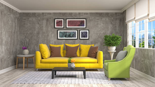 istock Interior living room. 3d illustration 825103628