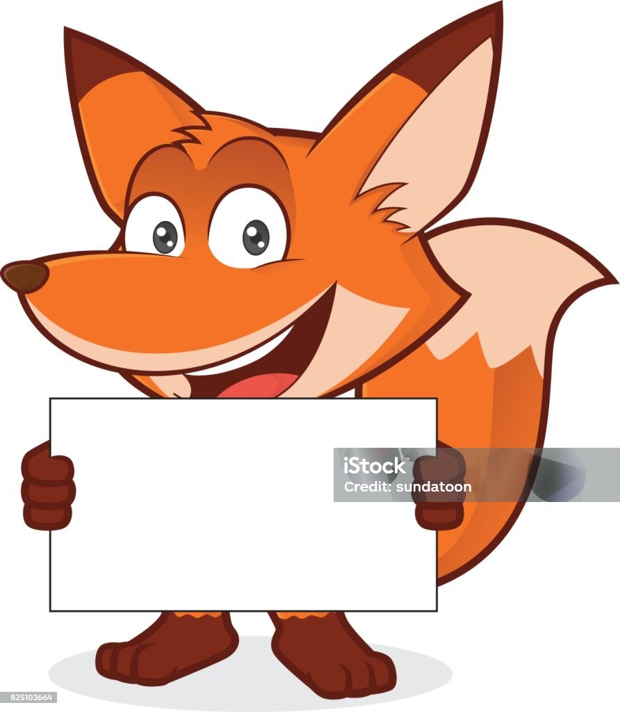 Fox, segurando um cartaz em branco - Vetor de Animal royalty-free