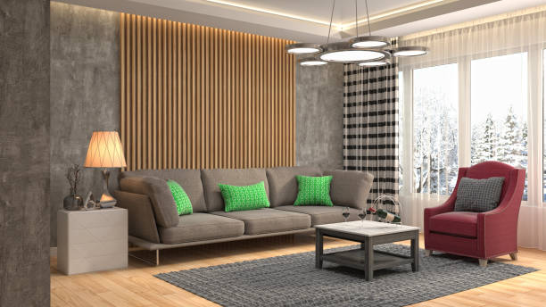 istock Interior living room. 3d illustration 825103680