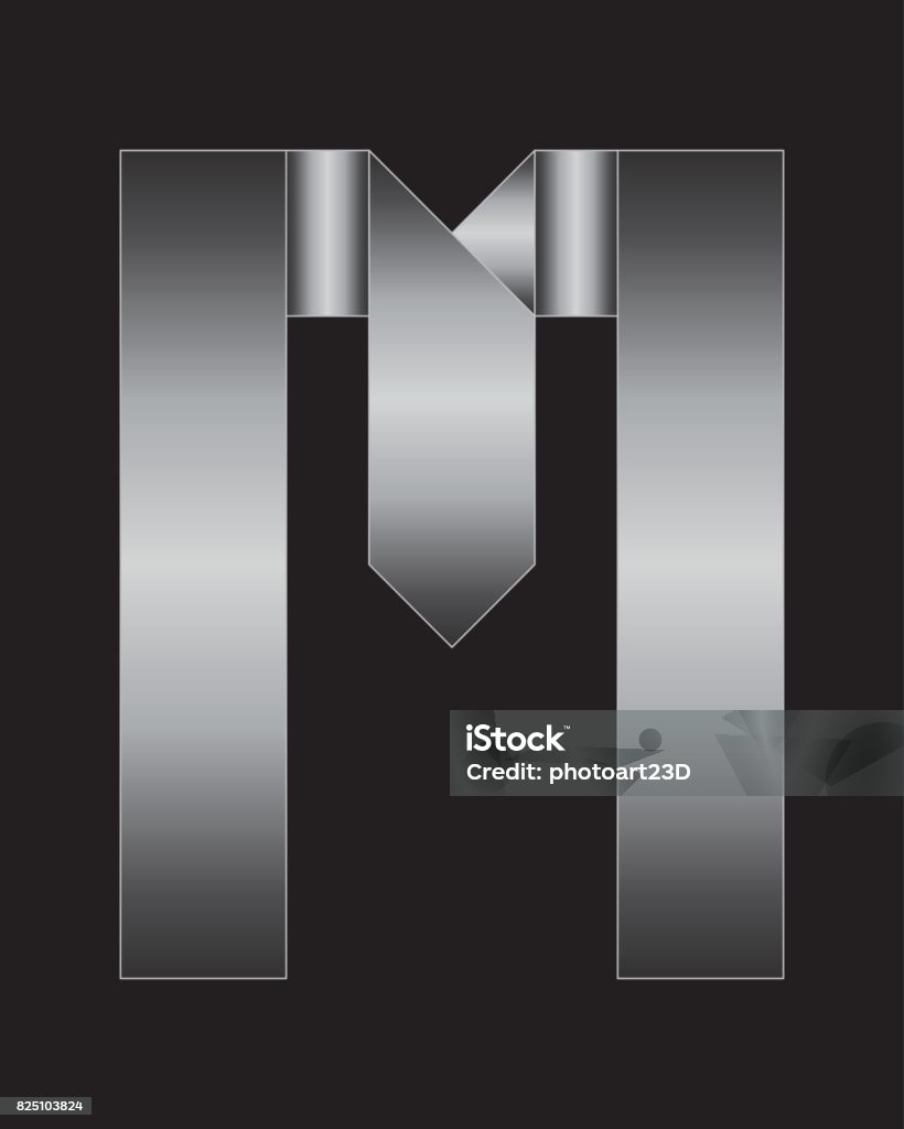 M Rectangular Logo Rectangular Bent Metal Font Letter M Stock Illustration - Download ...