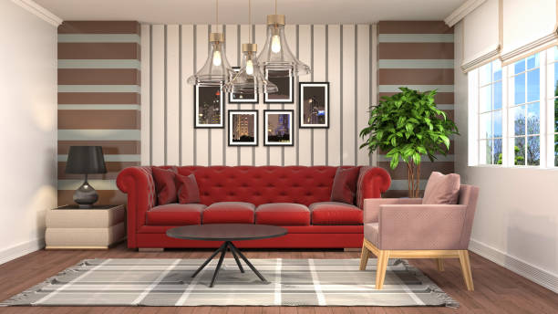 istock Interior living room. 3d illustration 825103884