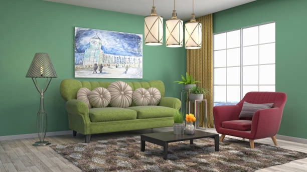 istock Interior living room. 3d illustration 825103954
