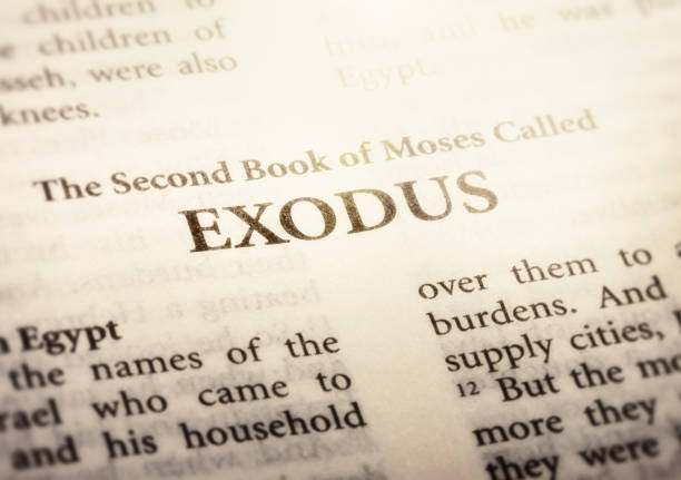 istock Exodus title page in close up in Holy Bible 825107026