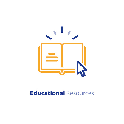 Internet education concept, e-learning resources, distant online courses, vector line icon