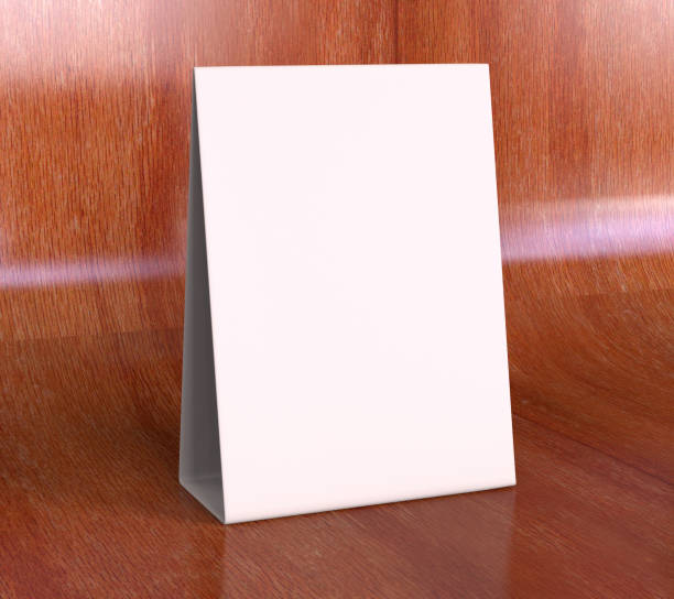 istock Blank and White Promotional Table Talkers and Table Tent 3d Mock up rendering 825109754