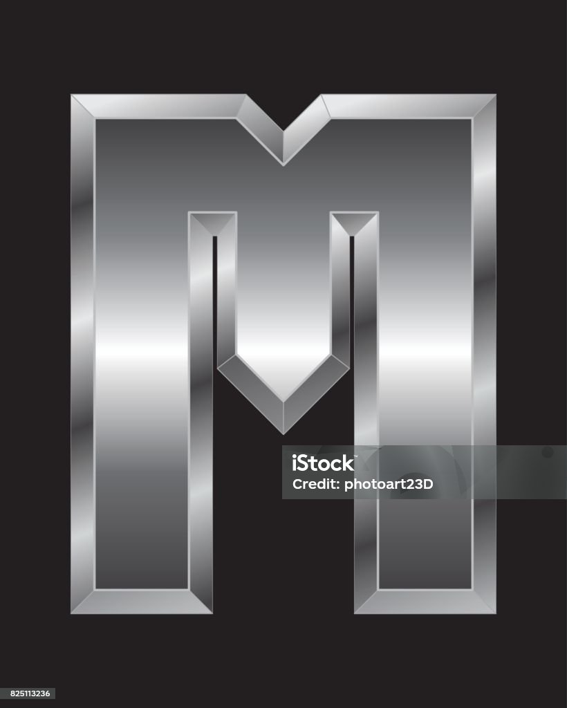 M Rectangular Logo Rectangular Beveled Metal Font Letter M Stock Illustration - Download ...
