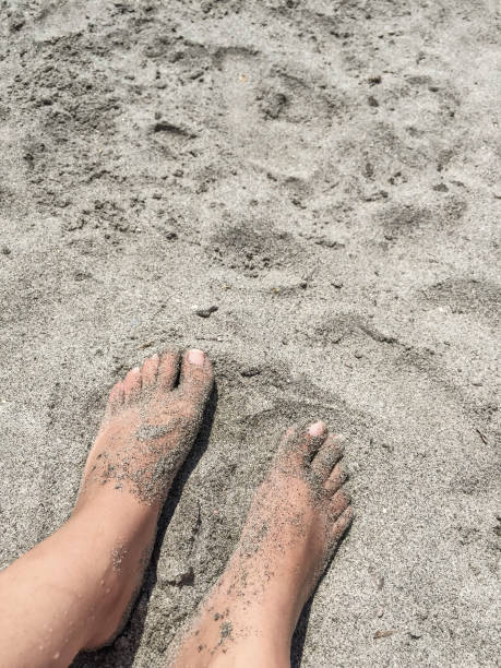 istock feet on a sandy beach in summer 825116552