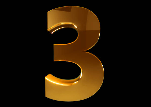 istock Golden number three on a black isolated background. Number 3. Numbers. 3d rendering 825122406