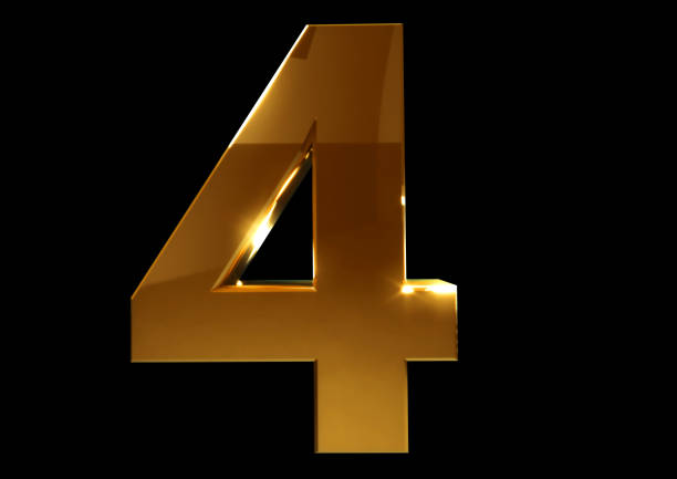 istock Golden number four on a black isolated background. Number 4. Numbers. 3d rendering 825122408