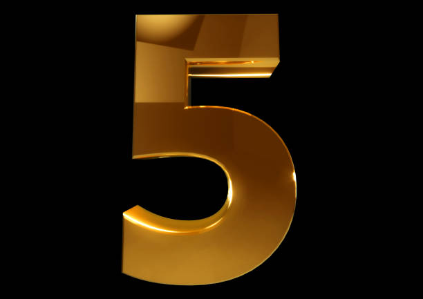 istock Golden number five on a black isolated background. Number 5. Numbers. 3d rendering 825124748