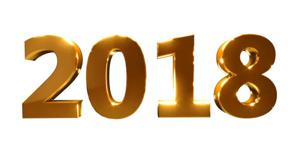 istock Happy New Year 2018 on a white background. Golden 3D numbers 825124890