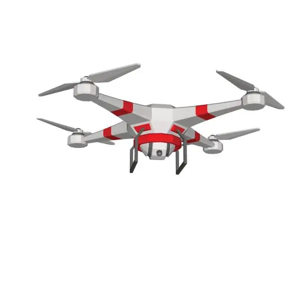 Vector illustration of Drone with camera, UAV. Isolated on white background. Vector illustration.