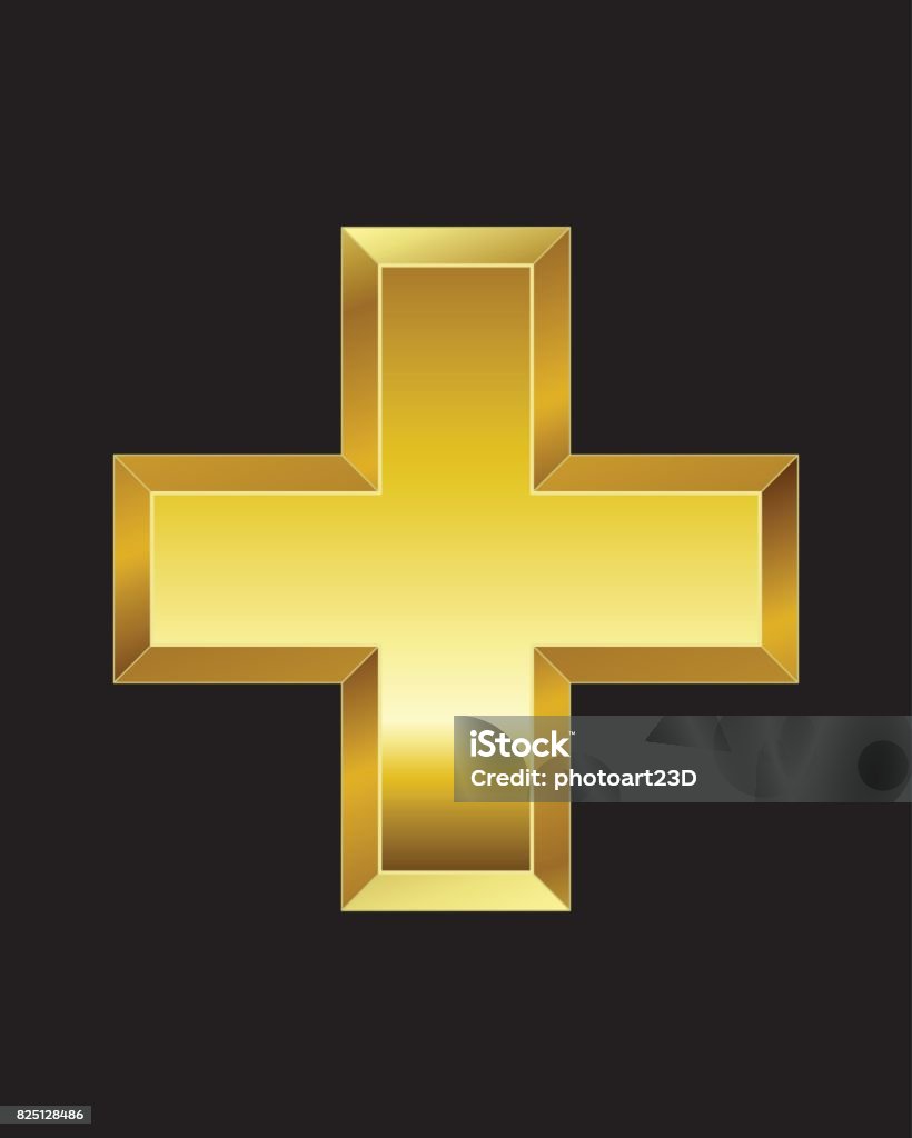 Plus Sign Rectangle Image Rectangular Beveled Golden Font Plus Sign Stock Illustration - Download ...