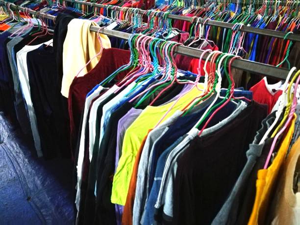 istock The Secondhand clothes in the market 825128862