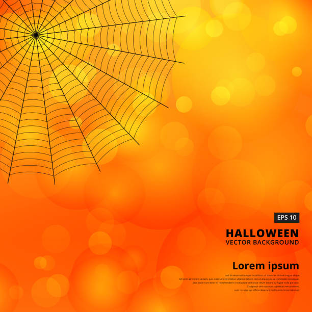 illustrations, cliparts, dessins animés et icônes de fond de halloween orange floue bokeh avec web d’araignées, vecteur - mesh netting metal black