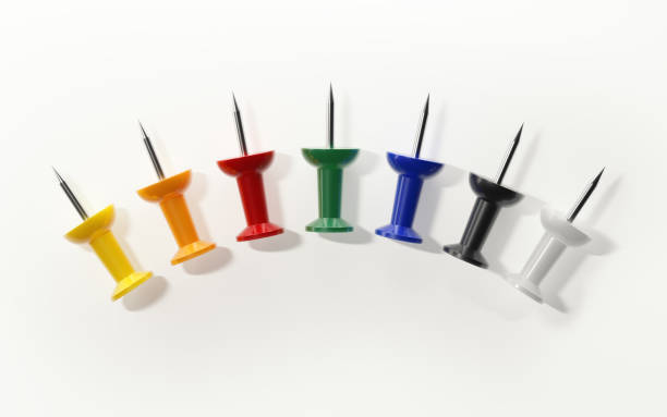 istock Set of Colorful Push Pins Isolated on White Background 825129204
