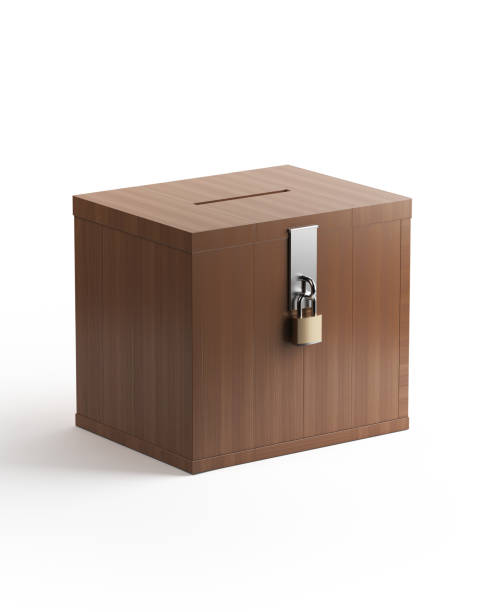 Ballot Box with Safety Lock Isolated on White Background