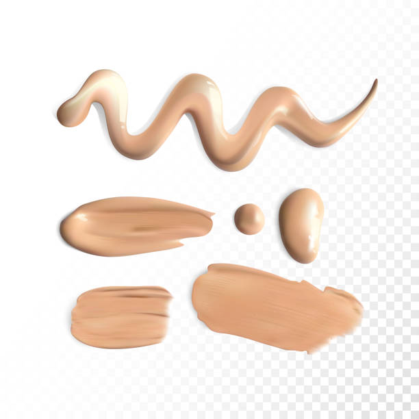 ilustrações de stock, clip art, desenhos animados e ícones de cosmetic concealer smear strokes, tone cream smudged vector - color image colored background close up human face