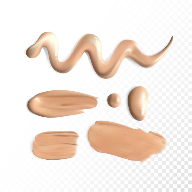 Cosmetic concealer smear strokes, tone cream smudged Vector Cosmetic concealer smear strokes on transparent background, tone cream smudged Vector. shades of brown background stock illustrations