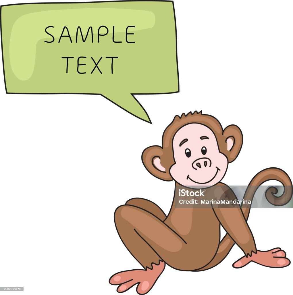 Funny Monkey With Speech Bubble Stock Illustration - Download ...