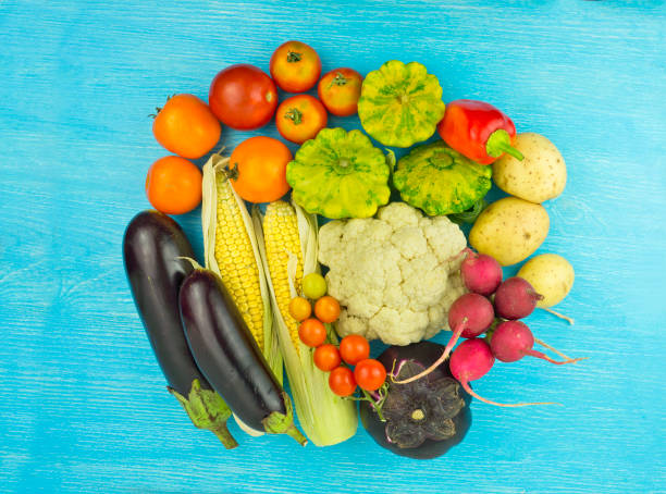 istock Zucchini, eggplant, cauliflower, tomato, radish, potato, corn. 825141564