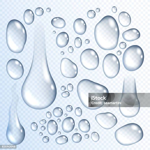 Realistic Water Drops Vector Transparent 3d Icons Stock Illustration - Download Image Now - Drop, Condensation, Falling