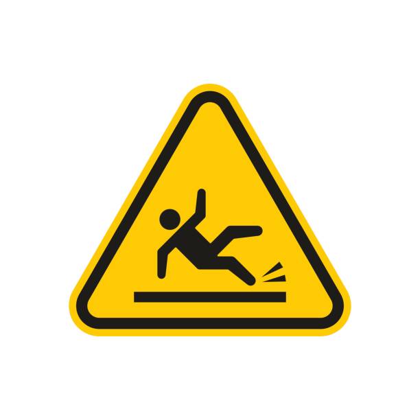 illustrazioni stock, clip art, cartoni animati e icone di tendenza di segnale pavimento bagnato - floor wet slippery danger