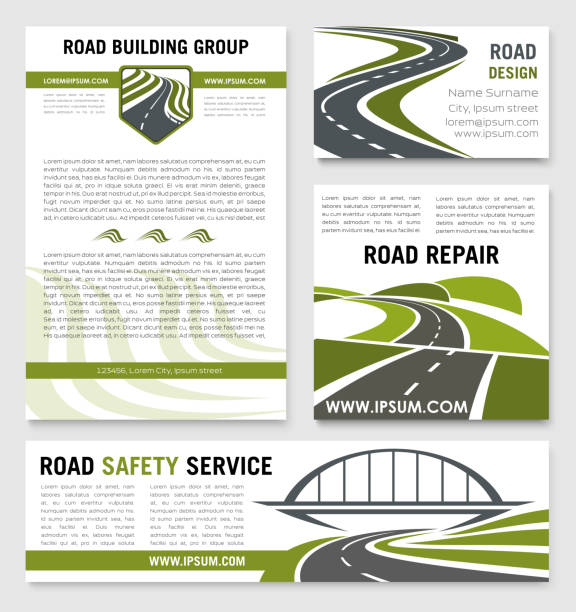ilustraciones, imágenes clip art, dibujos animados e iconos de stock de plantillas vectoriales de carretera construcción reparación servicio - avenue
