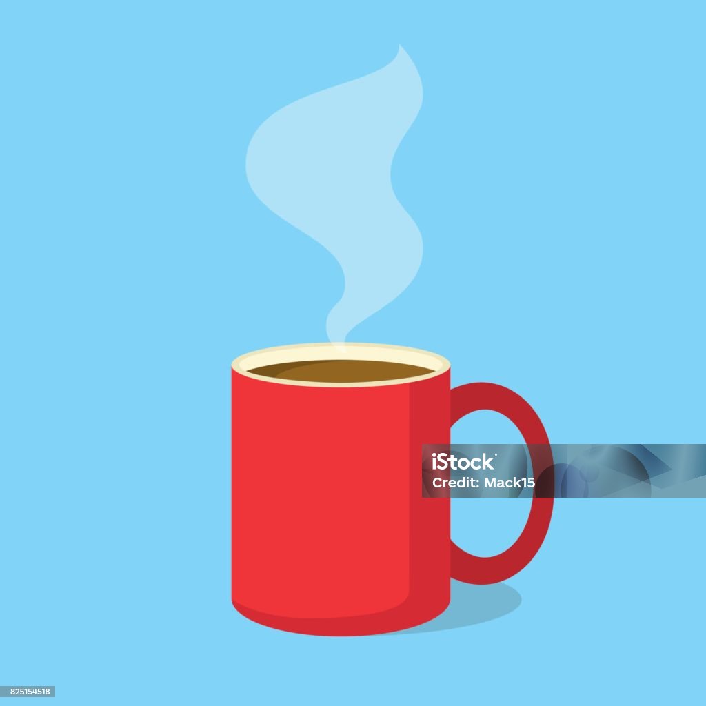 Rote Kaffeetasse mit Dampf im flachen Design-Stil. Vektor-illustration - Lizenzfrei Kaffee - Getränk Vektorgrafik