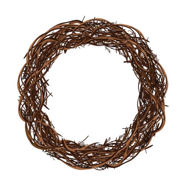 istock A beautiful wreath of twigs on white background. 825156384