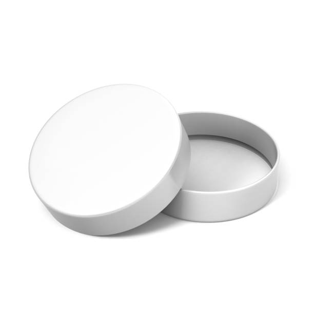istock Blank White Thin Open Product Package Round Container for mock up and template design. 3D Illustration 825158562