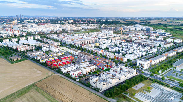 istock Aerial view over Frankfurt Riedberg 825158624