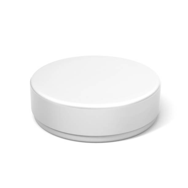 istock Blank White Thin Product Package Round Container for mock up and template design. 3D Illustration 825158740