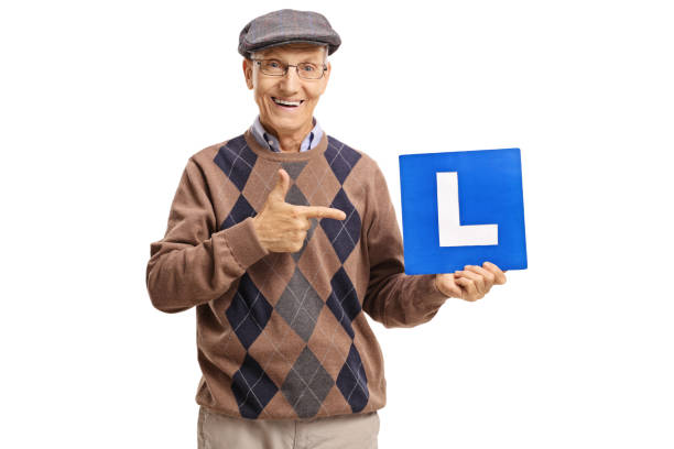Senior holding an L-sign and pointing