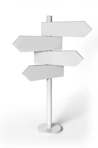 Arrow directional signboard white and blank.